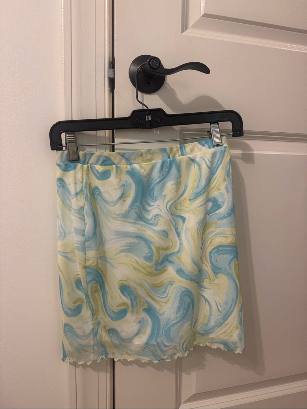 Le Lis Swirl-Print Mini Skirt in Blue & Cream